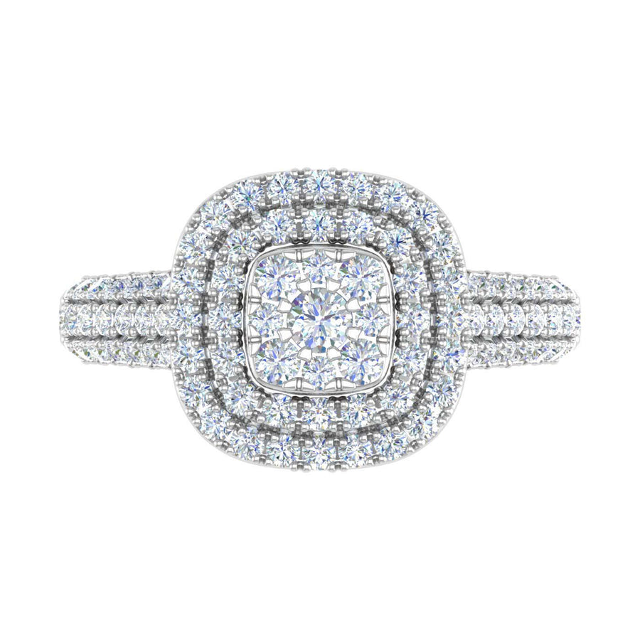 1 Carat Cushion Shape Halo Diamond Engagement Ring in Gold - IGI Certified