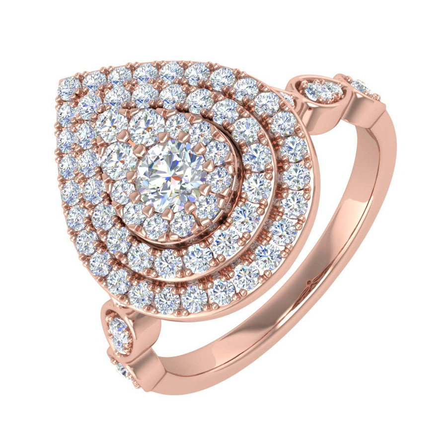 3/4 Carat Drop Shaped Prong Set Diamond Ring in Gold - IGI Certified