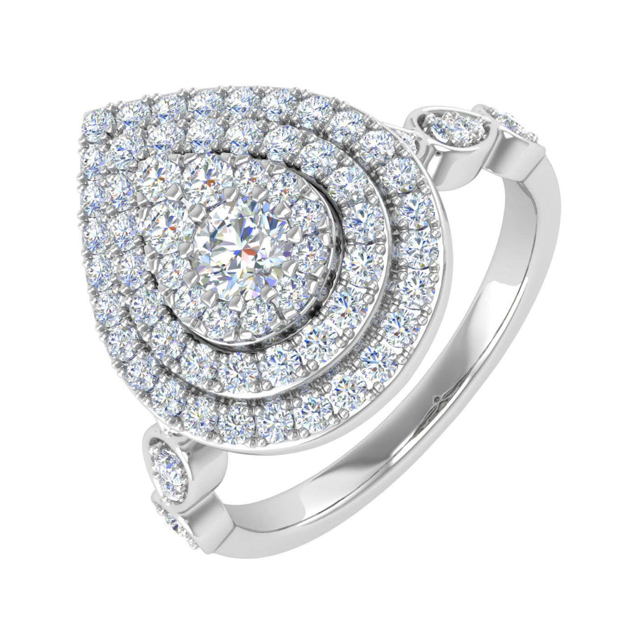 3/4 Carat Drop Shaped Prong Set Diamond Ring in Gold - IGI Certified