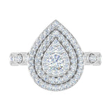 3/4 Carat Drop Shaped Prong Set Diamond Ring in Gold