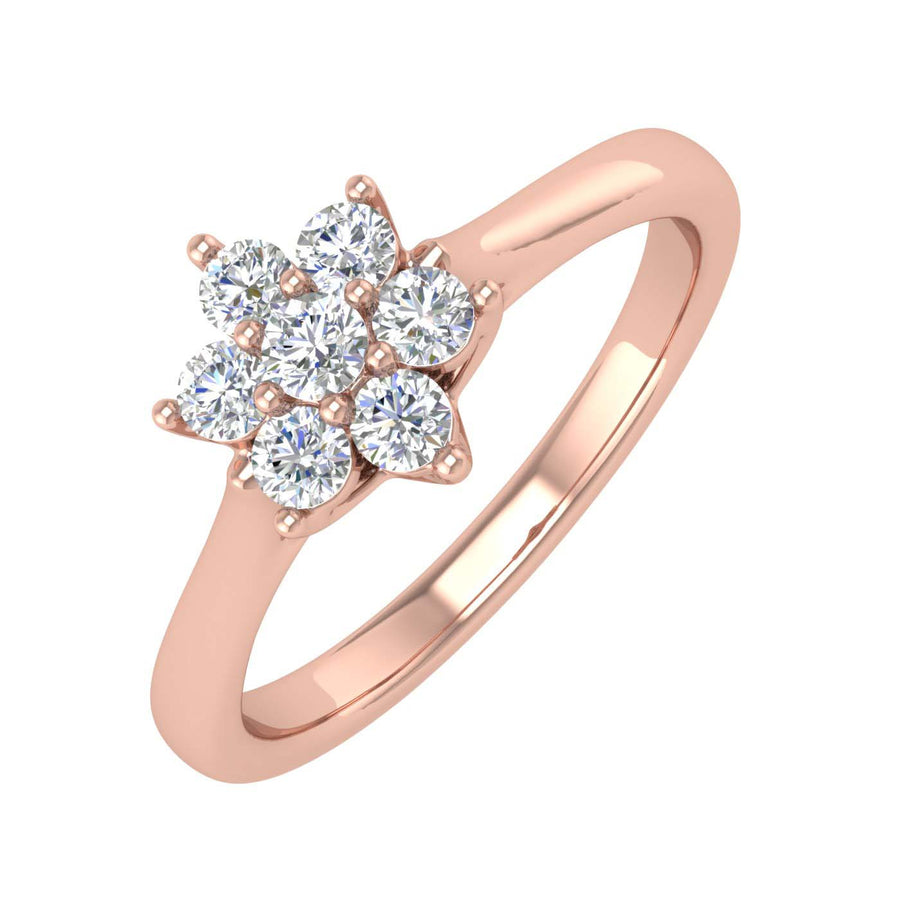 1/4 Carat Flower Shaped Cluster Prong Set Diamond Ring Band in Gold - IGI Certified