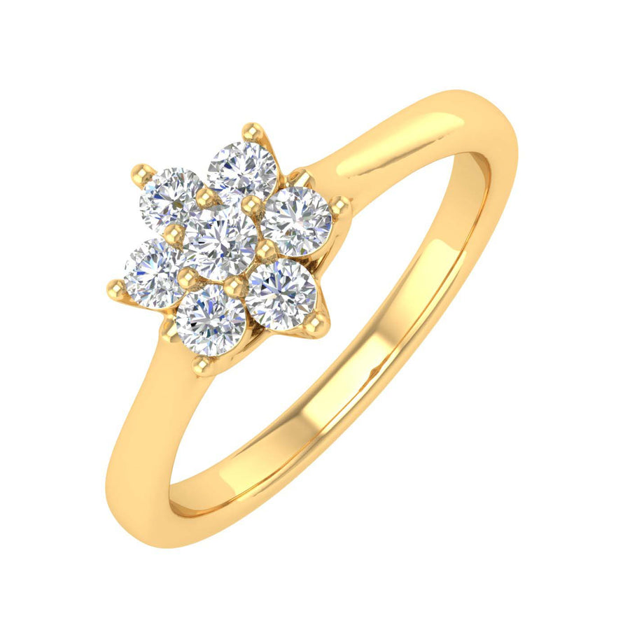 1/4 Carat Flower Shaped Cluster Prong Set Diamond Ring Band in Gold