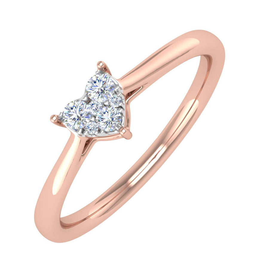 0.15 Carat Heart Shaped Diamond Ring in Gold